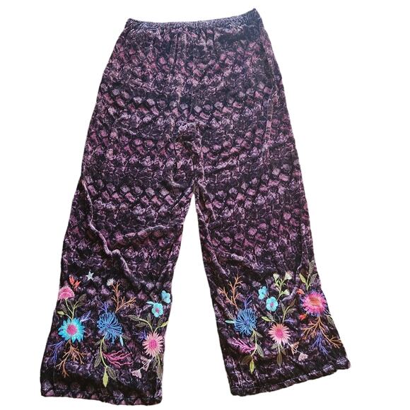 Johnny Was Floral Embroidered velvet wide leg pants size large - Picture 5 of 7